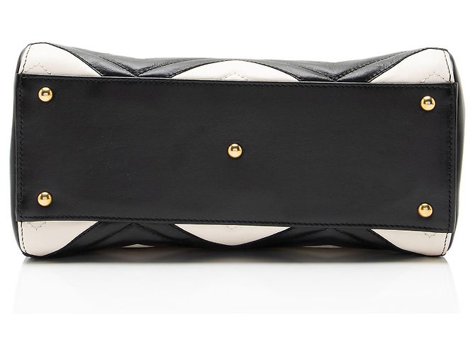 Borsa Gucci Bicolor Matelassé Pelle GG Marmont Top Handle Small Satchel Nero - vista 4