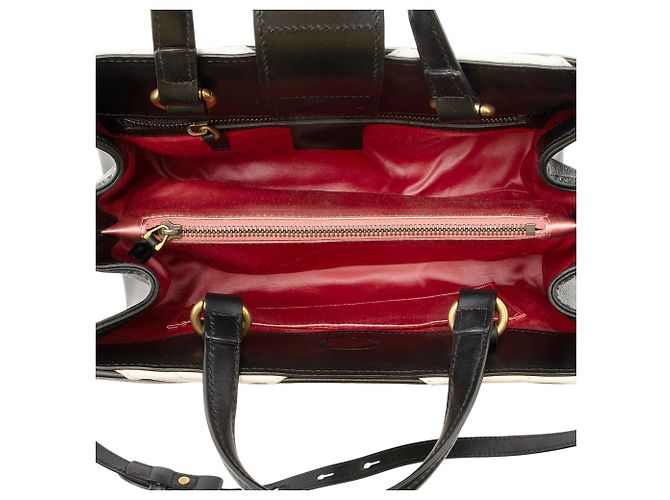 Borsa Gucci Bicolor Matelassé Pelle GG Marmont Top Handle Small Satchel Nero - vista 7