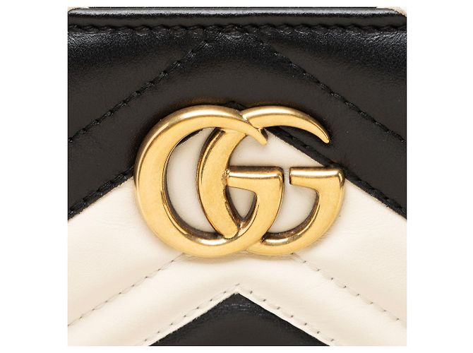 Borsa Gucci Bicolor Matelassé Pelle GG Marmont Top Handle Small Satchel Nero - vista 9