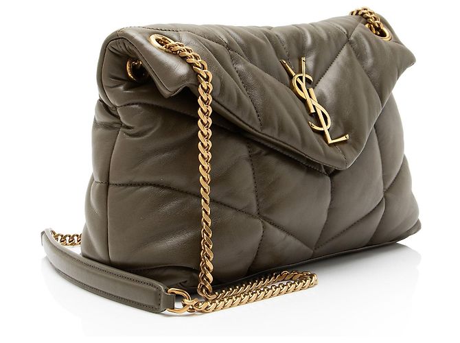 Borsa a tracolla LouLou Small in agnello con monogramma Saint Laurent Verde - vista 2