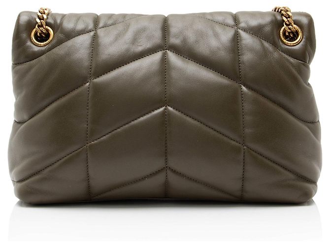 Borsa a tracolla LouLou Small in agnello con monogramma Saint Laurent Verde - vista 3