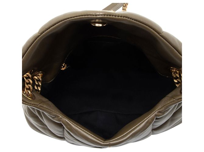 Borsa a tracolla LouLou Small in agnello con monogramma Saint Laurent Verde - vista 7
