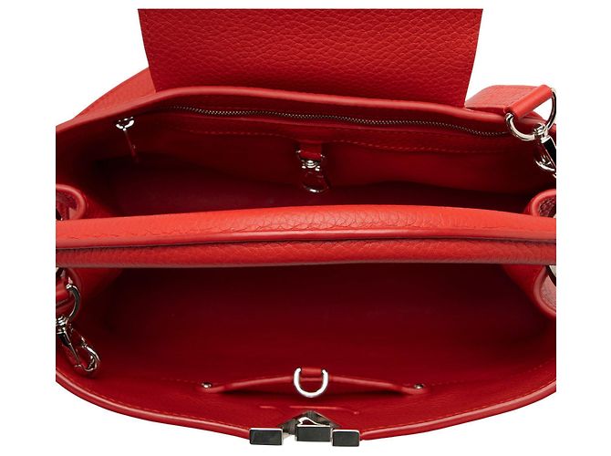 Borsa Louis Vuitton Taurillon Capucines PM Rosso - vista 7