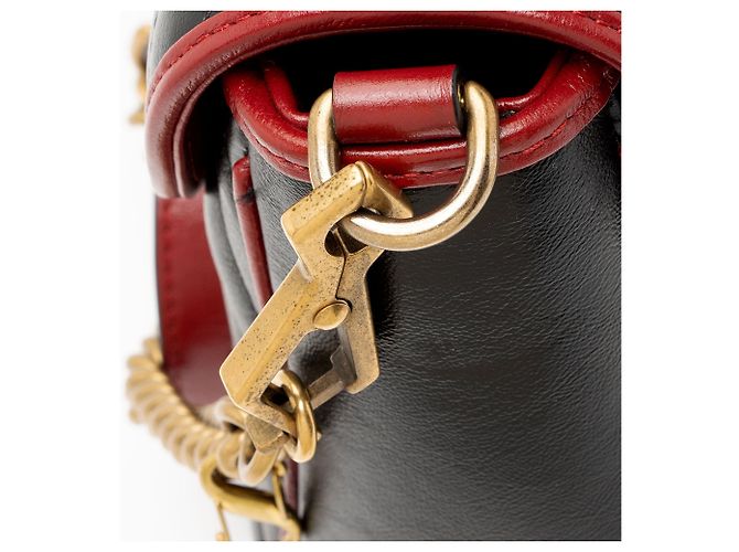 Gucci Matelasse Leather Torchon GG Marmont Small Top Handle Nero - vista 10