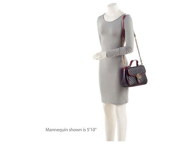 Gucci Matelasse Leather Torchon GG Marmont Small Top Handle Nero - vista 5