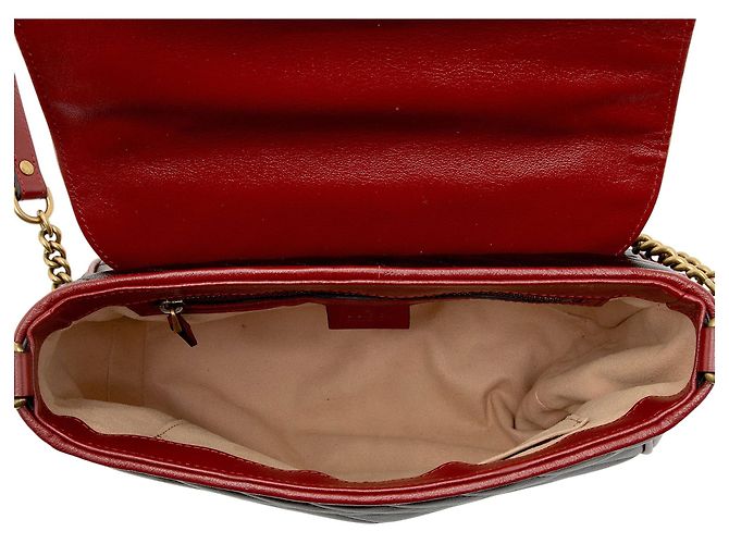 Gucci Matelasse Leather Torchon GG Marmont Small Top Handle Nero - vista 7