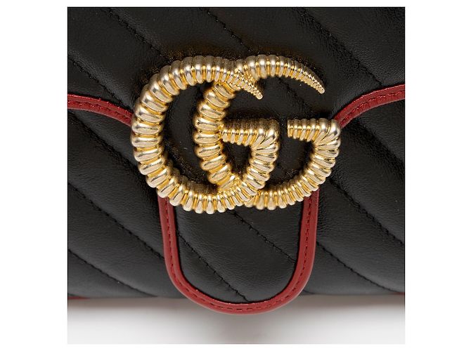 Gucci Matelasse Leather Torchon GG Marmont Small Top Handle Nero - vista 9