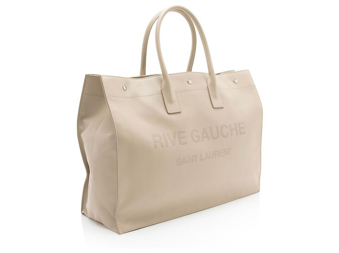 Saint Laurent Rive Gauche Large Tote aus Kalbsleder Braun Beige - Ansicht 2