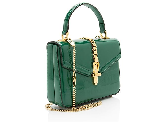 Gucci Sylvie 1969 Mini Top Handle aus Lackleder Grün - Ansicht 2