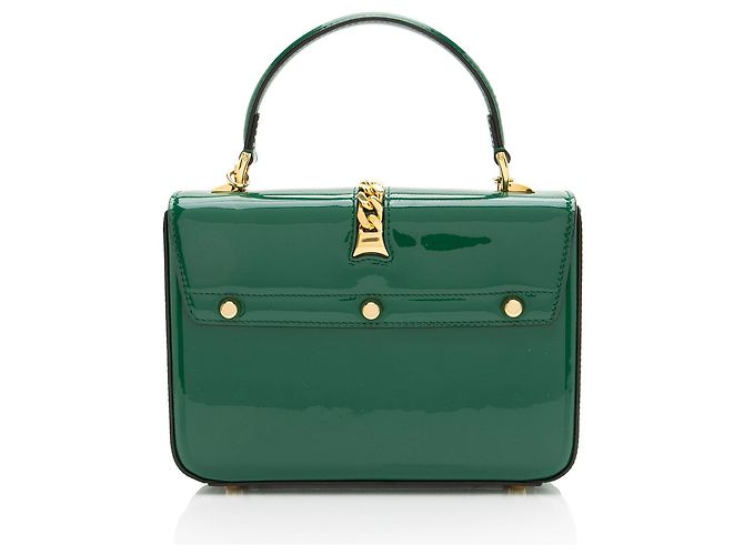 Gucci Sylvie 1969 Mini Top Handle aus Lackleder Grün - Ansicht 3