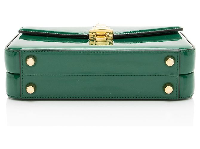 Gucci Sylvie 1969 Mini Top Handle aus Lackleder Grün - Ansicht 4
