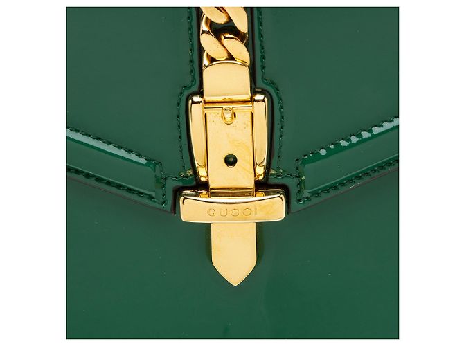 Gucci Sylvie 1969 Mini Top Handle aus Lackleder Grün - Ansicht 8