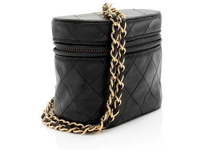 Chanel Vintage Lambskin Tassle Vanity Case con Catena Nero - vista 2