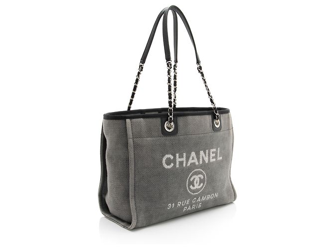 Tote Chanel Denim Deauville Small Negro - vista 2