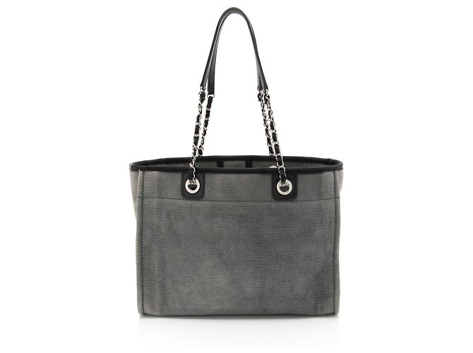 Tote Chanel Denim Deauville Small Negro - vista 3