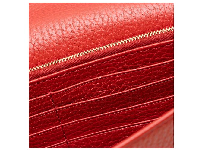 Cartera con cadena entrelazada G en piel de becerro granulada Gucci Roja - vista 10