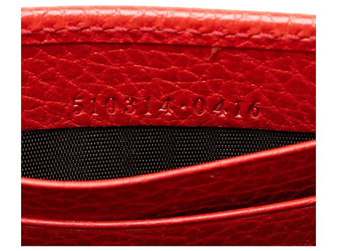 Cartera con cadena entrelazada G en piel de becerro granulada Gucci Roja - vista 6