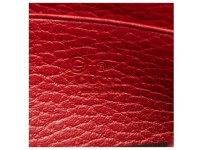 Cartera con cadena entrelazada G en piel de becerro granulada Gucci Roja - vista 8