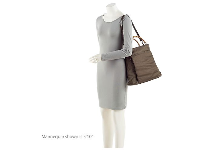 Tote Gucci Vintage Quilted Nylon Bamboo Verde - vista 5
