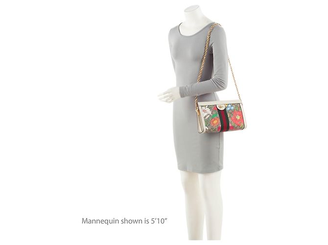 Borsa a tracolla Gucci GG Supreme Flora Ophidia Medium Chain Marrone Beige - vista 5