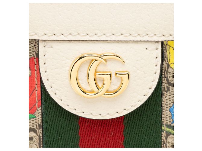 Borsa a tracolla Gucci GG Supreme Flora Ophidia Medium Chain Marrone Beige - vista 9