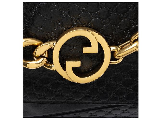 Borsa a tracolla grande in pelle Microguccissima Gucci Nero - vista 10