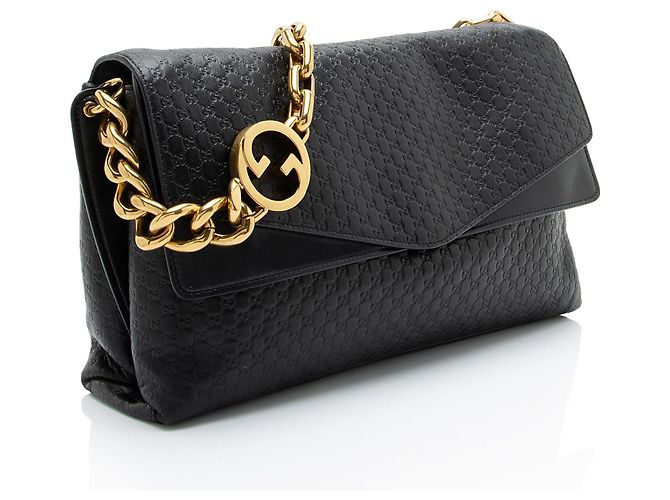 Borsa a tracolla grande in pelle Microguccissima Gucci Nero - vista 2