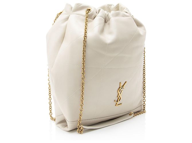 Saint Laurent Jamie 4.3 Pochon Schultertasche aus Lammleder Größe Medium Weiß - Ansicht 2
