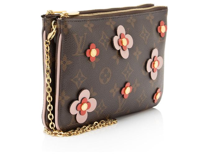 Pochette Louis Vuitton Monogram Canvas Blooming Flowers Double Zip Castaño - vista 2