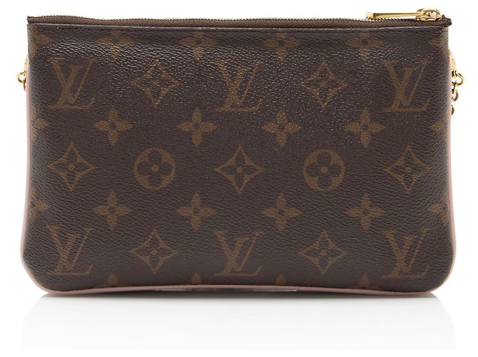 Pochette Louis Vuitton Monogram Canvas Blooming Flowers Double Zip Castaño - vista 3