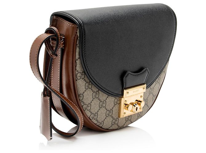 Piccola borsa a tracolla Gucci GG Supreme Padlock Saddle Marrone Beige - vista 2