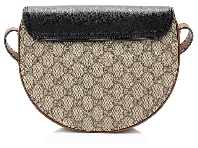 Piccola borsa a tracolla Gucci GG Supreme Padlock Saddle Marrone Beige - vista 3