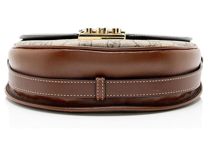 Piccola borsa a tracolla Gucci GG Supreme Padlock Saddle Marrone Beige - vista 4