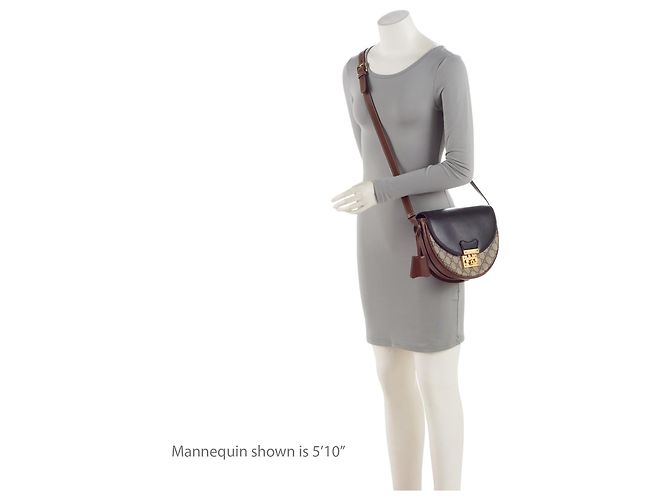 Piccola borsa a tracolla Gucci GG Supreme Padlock Saddle Marrone Beige - vista 5