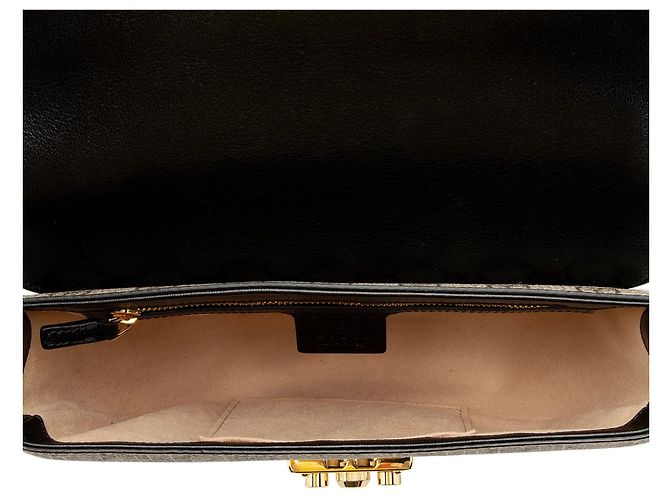 Piccola borsa a tracolla Gucci GG Supreme Padlock Saddle Marrone Beige - vista 7
