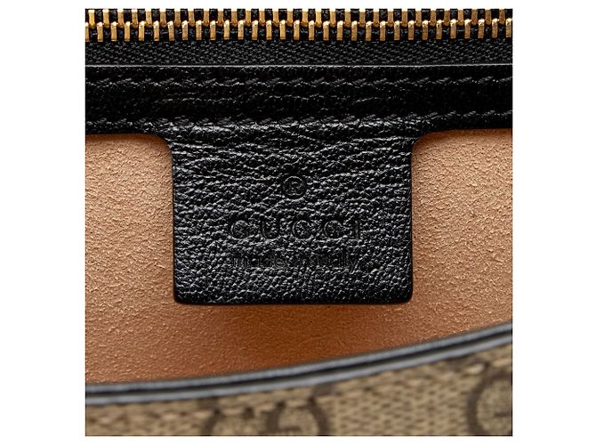 Piccola borsa a tracolla Gucci GG Supreme Padlock Saddle Marrone Beige - vista 8