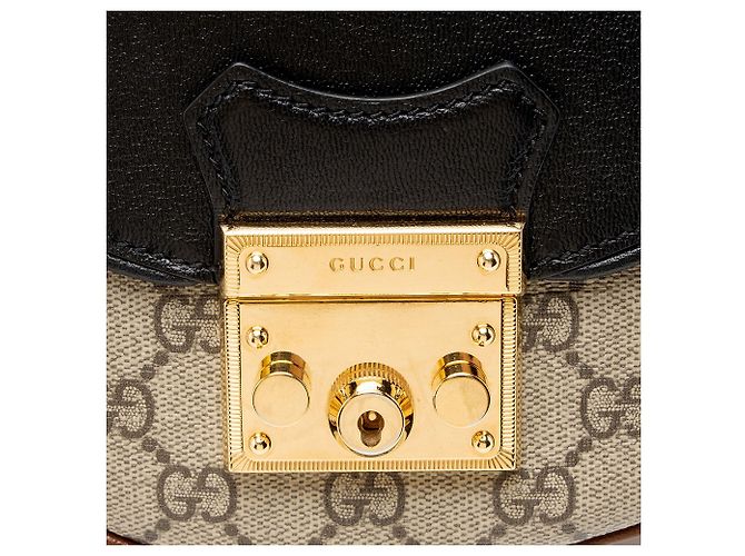 Piccola borsa a tracolla Gucci GG Supreme Padlock Saddle Marrone Beige - vista 9