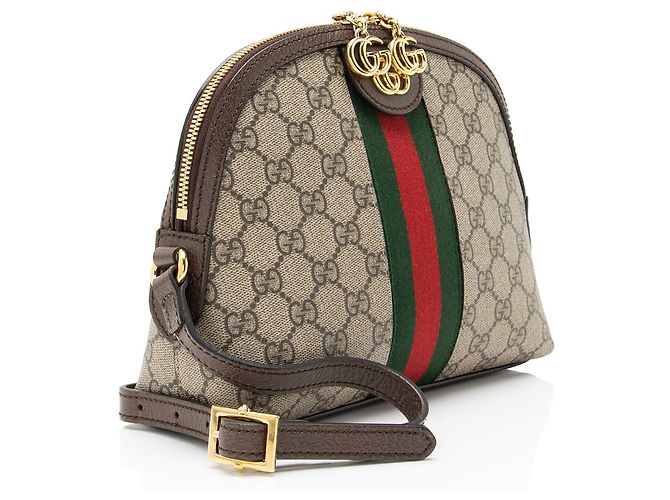 Piccola borsa a tracolla Gucci GG Supreme Ophidia Dome Marrone Beige - vista 2
