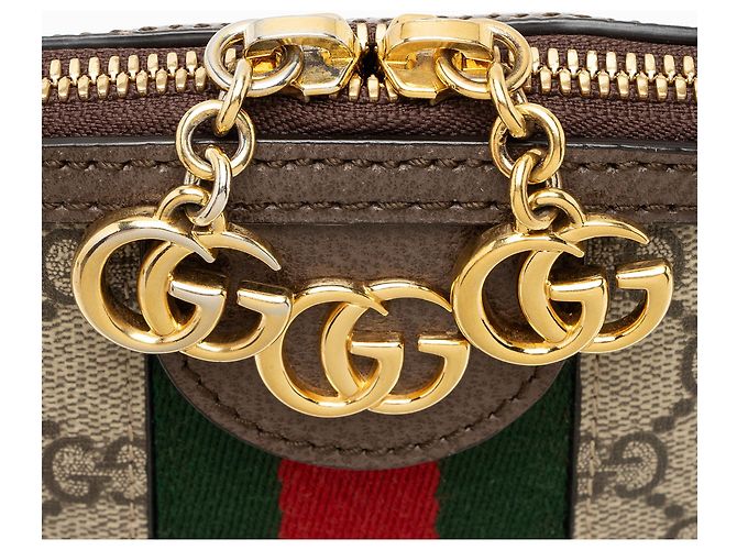 Piccola borsa a tracolla Gucci GG Supreme Ophidia Dome Marrone Beige - vista 9