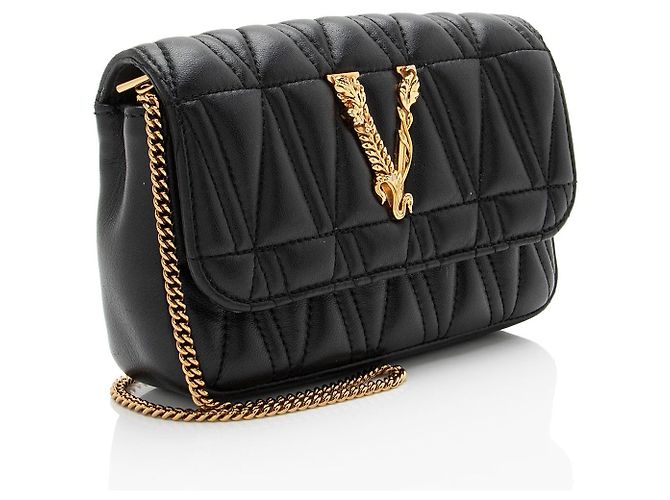 Mini borsa Virtus in pelle di vitello Versace Nero - vista 2