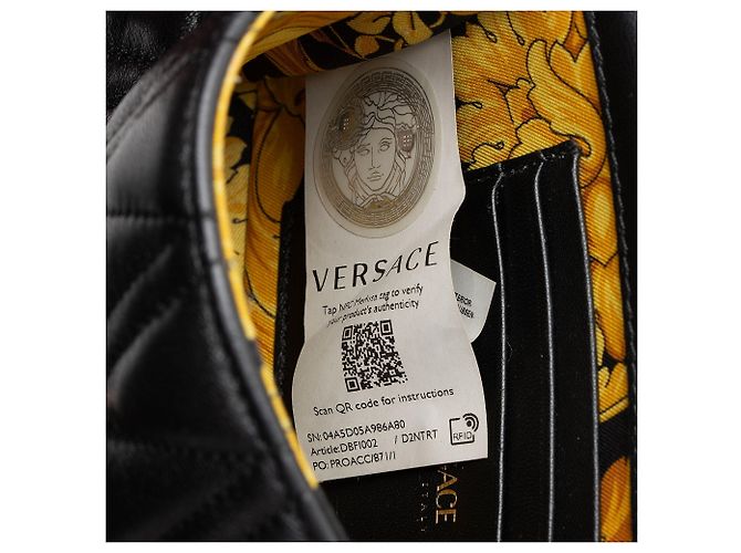 Mini borsa Virtus in pelle di vitello Versace Nero - vista 8