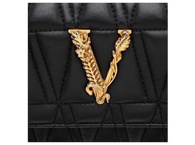 Mini borsa Virtus in pelle di vitello Versace Nero - vista 9