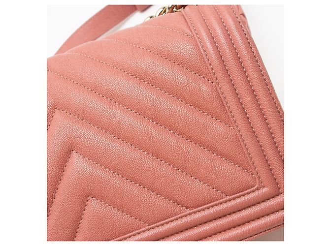 Borsa Chanel Boy Chevron Caviar Leather Old Medium Rosa - vista 10