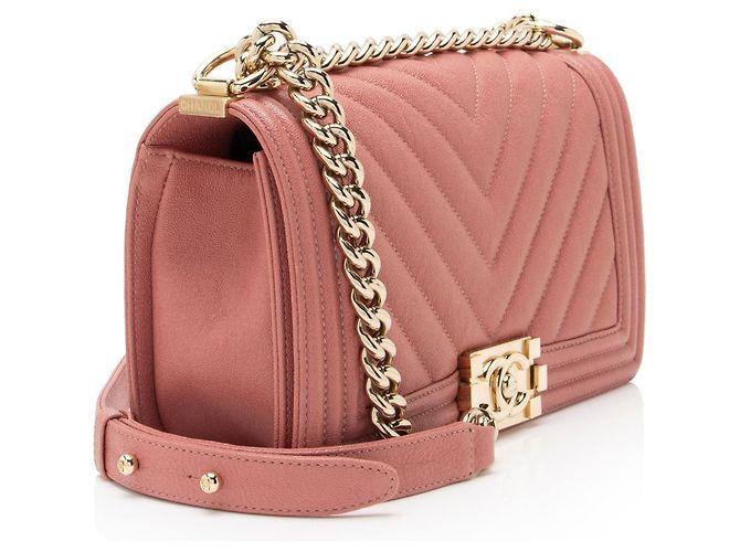 Borsa Chanel Boy Chevron Caviar Leather Old Medium Rosa - vista 2