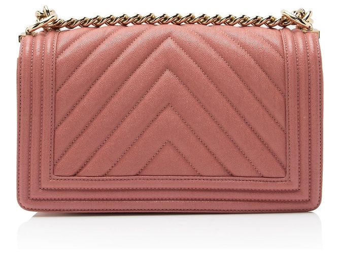 Borsa Chanel Boy Chevron Caviar Leather Old Medium Rosa - vista 3