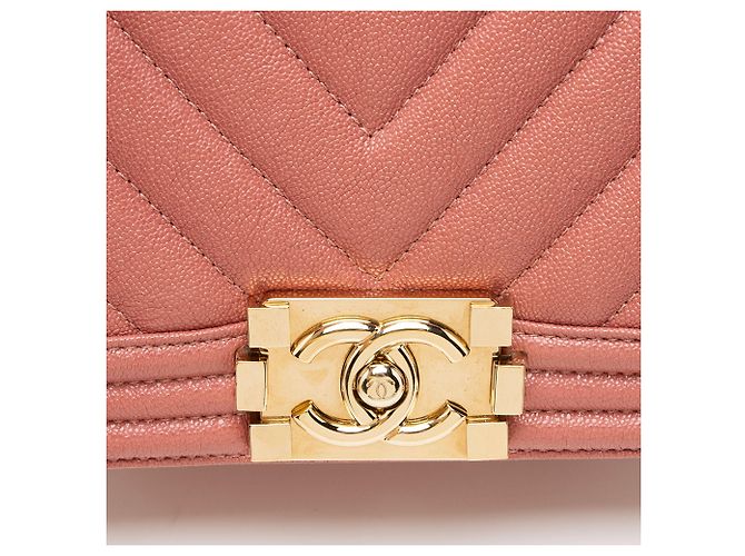 Borsa Chanel Boy Chevron Caviar Leather Old Medium Rosa - vista 9