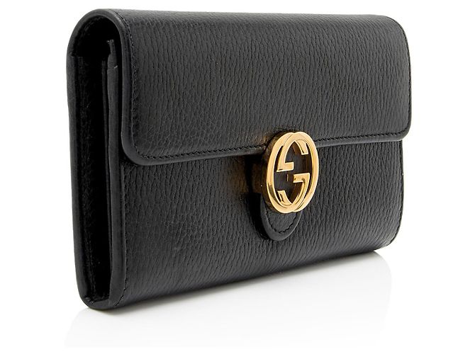Portafoglio Continental in pelle con Interlocking G Gucci Nero - vista 2