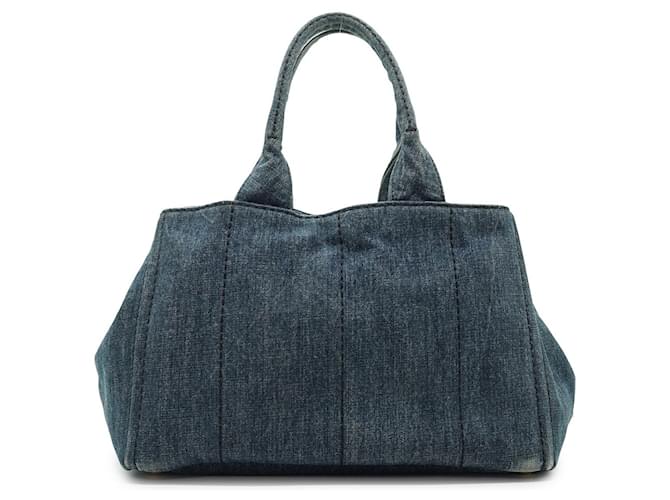 Prada Canapa Stoff-Tote-Bag Blau - Ansicht 3