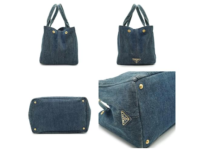 Prada Canapa Stoff-Tote-Bag Blau - Ansicht 4