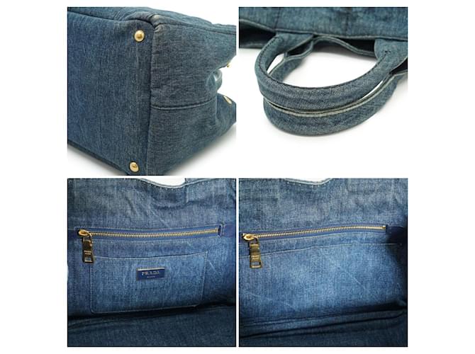 Prada Canapa Stoff-Tote-Bag Blau - Ansicht 5